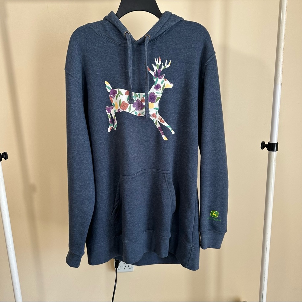 Official John Deere Navy Fleece Sweatshirt Women’s Floral Buck Hoodie